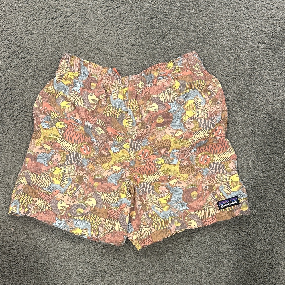 PATAGONIA BOYS BAGGIES SHORTS LINED SIZE Medium (10) TOGETHER TRIP BROWN